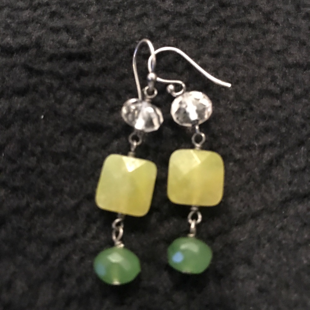 Silpada sterling earrings w/ crystal & green stone